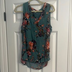 Floral Sleeveless Top - Teal